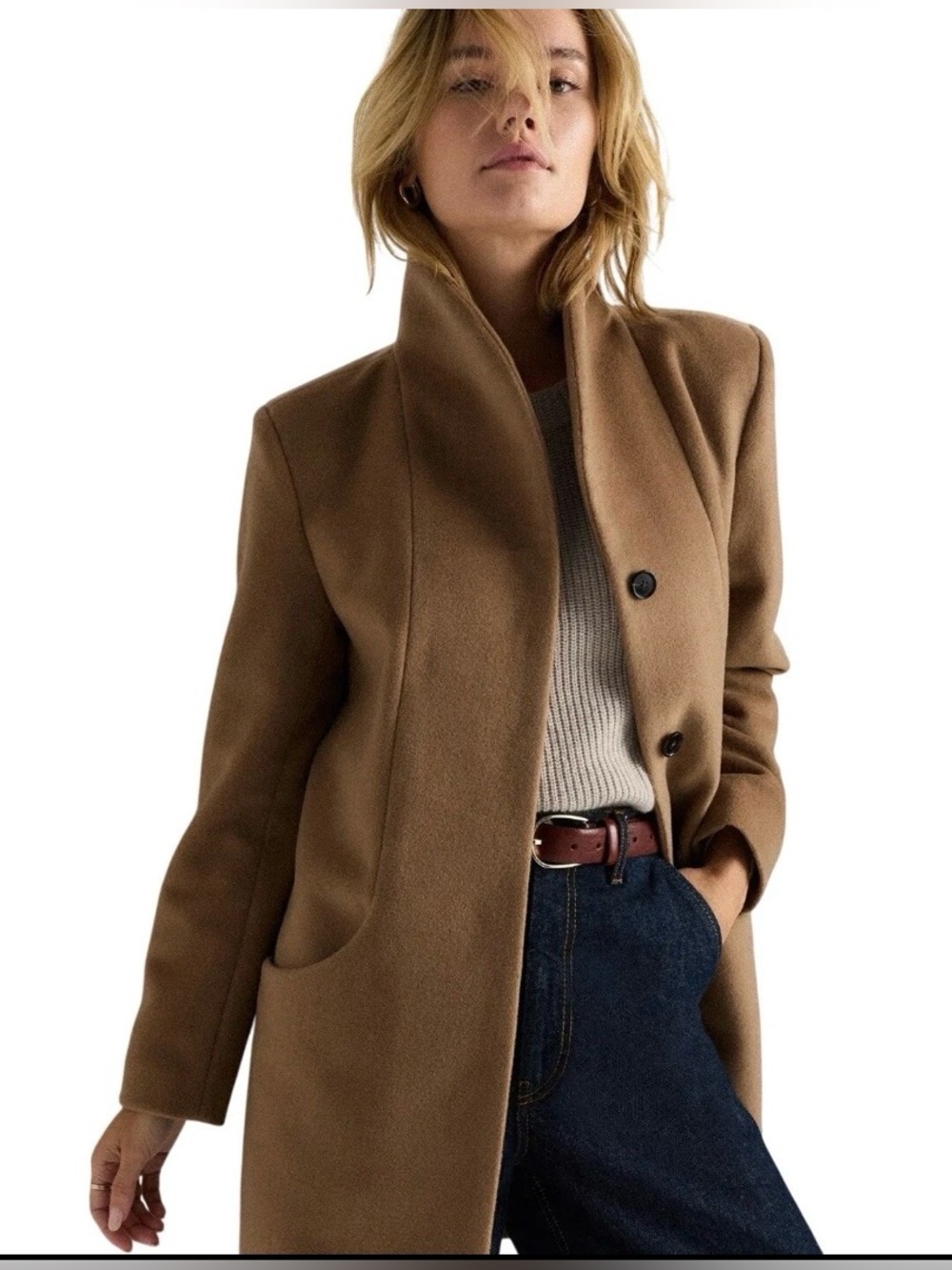 Quince Women's Italian Wool Cashmere Cocoon Coat Mocha Brown Stylish & Soft! NWT